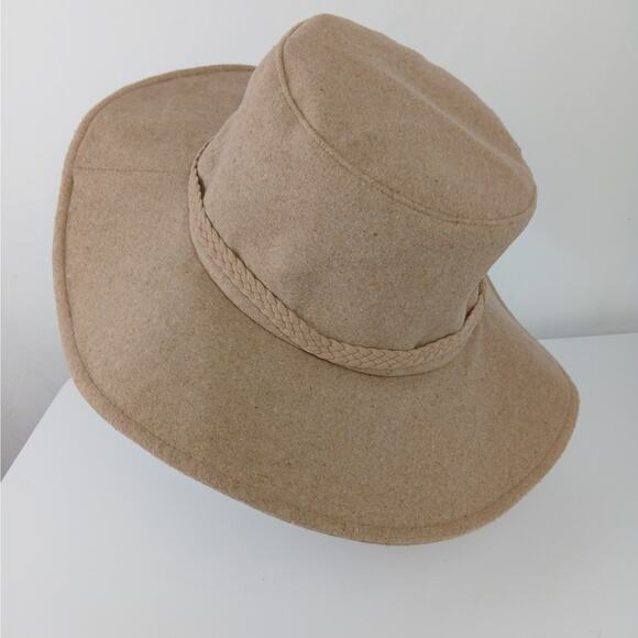 ASN Harper Boho Western Braided Floppy Tan Felt Hat Festival Hippie Boater - Picture 2 of 7